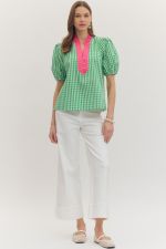 Green Gingham Top