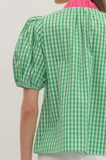 Green Gingham Top
