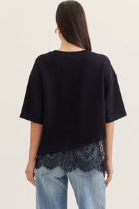 Black Lace Hem Top