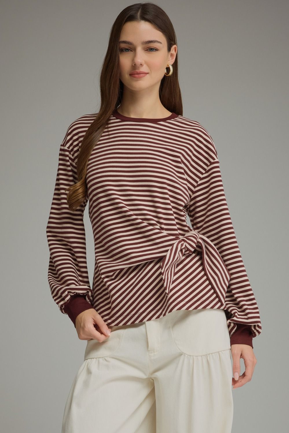 Wine Stripe Side Tie