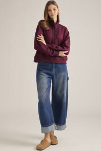 Plum Perfect Button Pullover