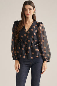 Polka Dot Puff Sleeve
