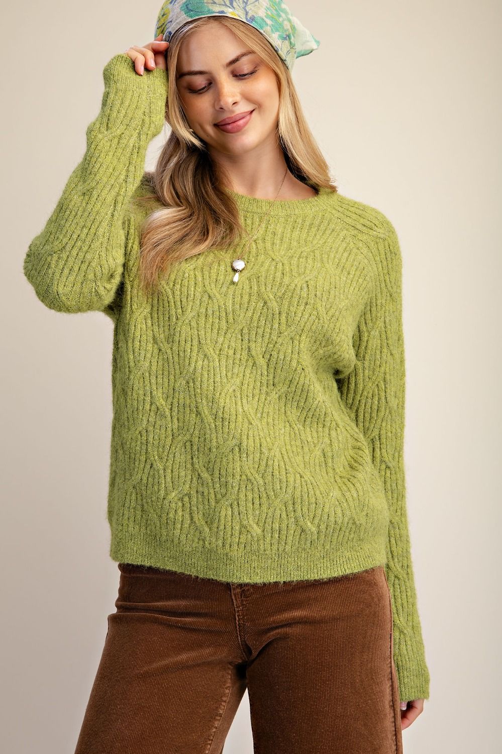 Chartreuse Cable Sweater