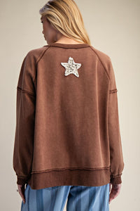 Chocolate Star Patch Pullover