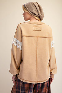 Camel Lace Terry Pullover