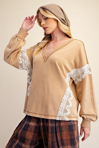 Camel Lace Terry Pullover