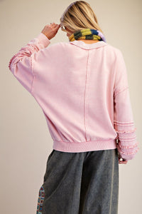 Pink Ruffled Seam Knit