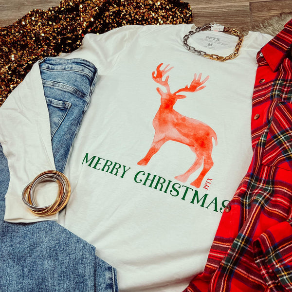 Watercolor Reindeer Tee