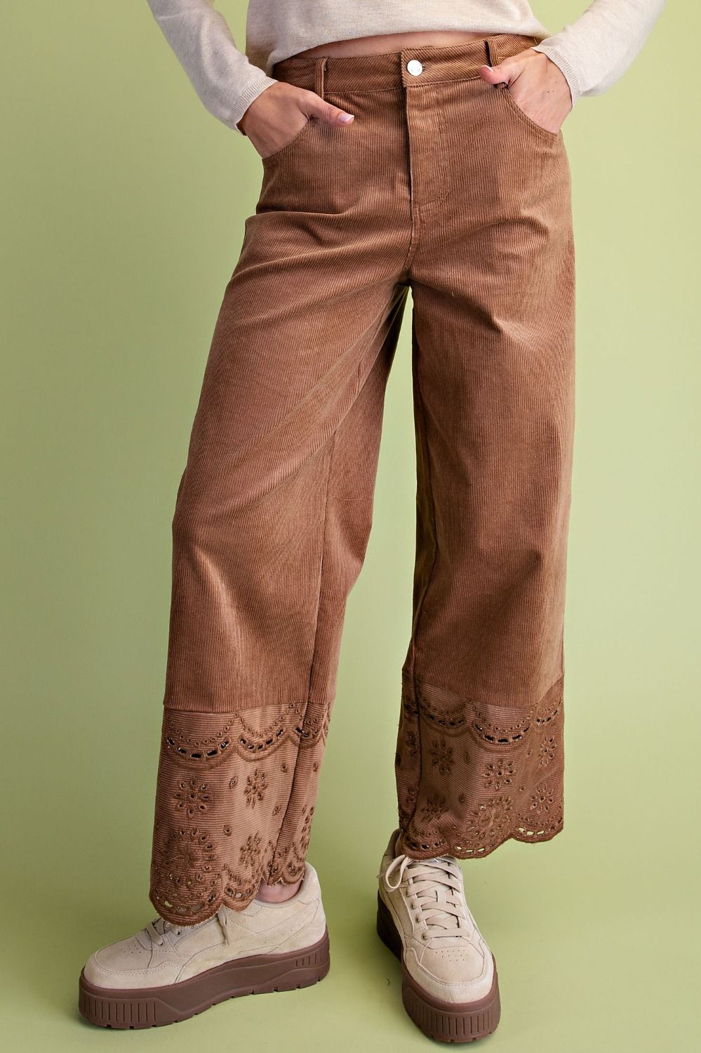 Brown Embroidery Corduroy