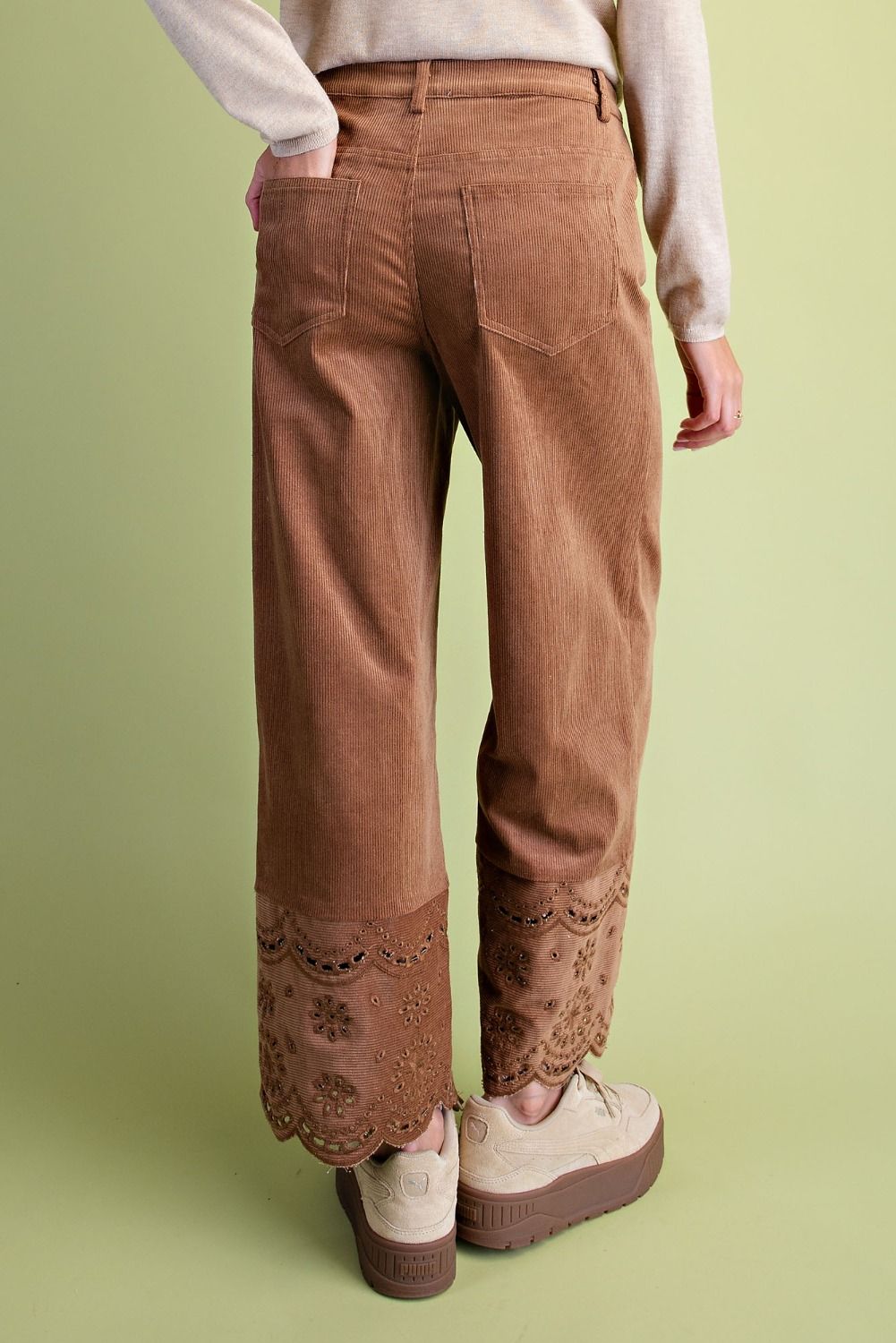 Brown Embroidery Corduroy