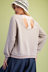 Mushroom Lace Back Pullover
