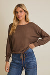Mocha Drawstring Top