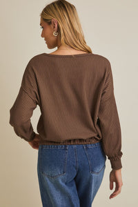 Mocha Drawstring Top
