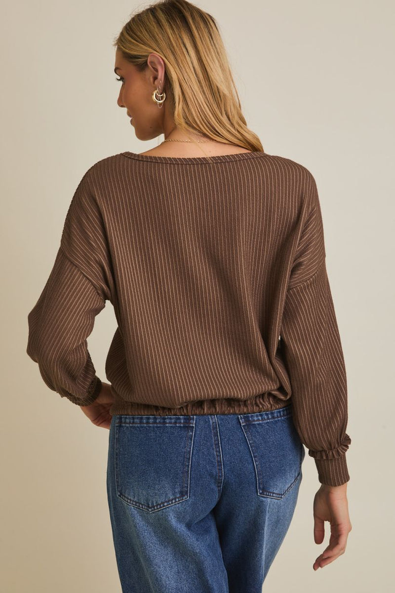 Mocha Drawstring Top