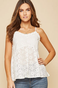 White Eyelet Tank