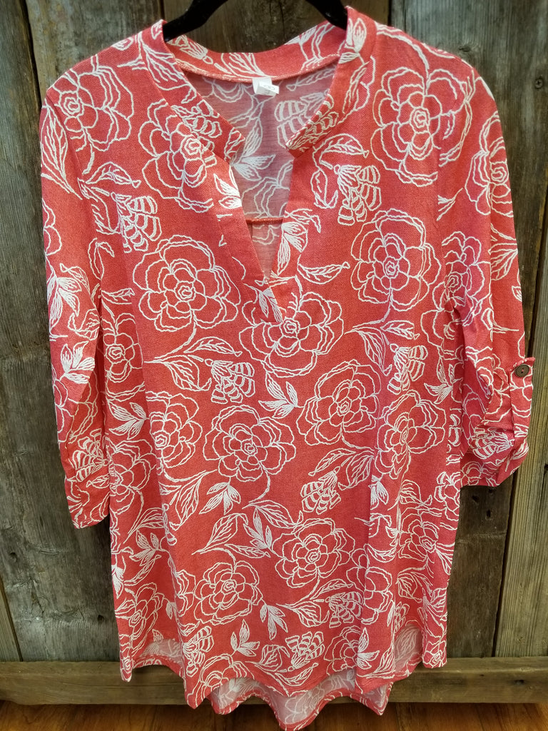 Coral Floral Gabby Top