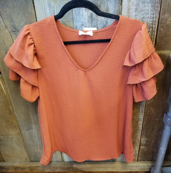 Rust Ruffle Sleeve