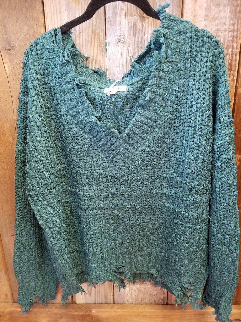 Teal Distressed Sweater
