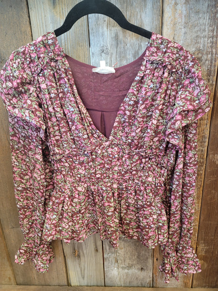 Burgundy Floral Top