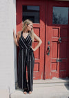 Black & Ivory Stripe Jumpsuit