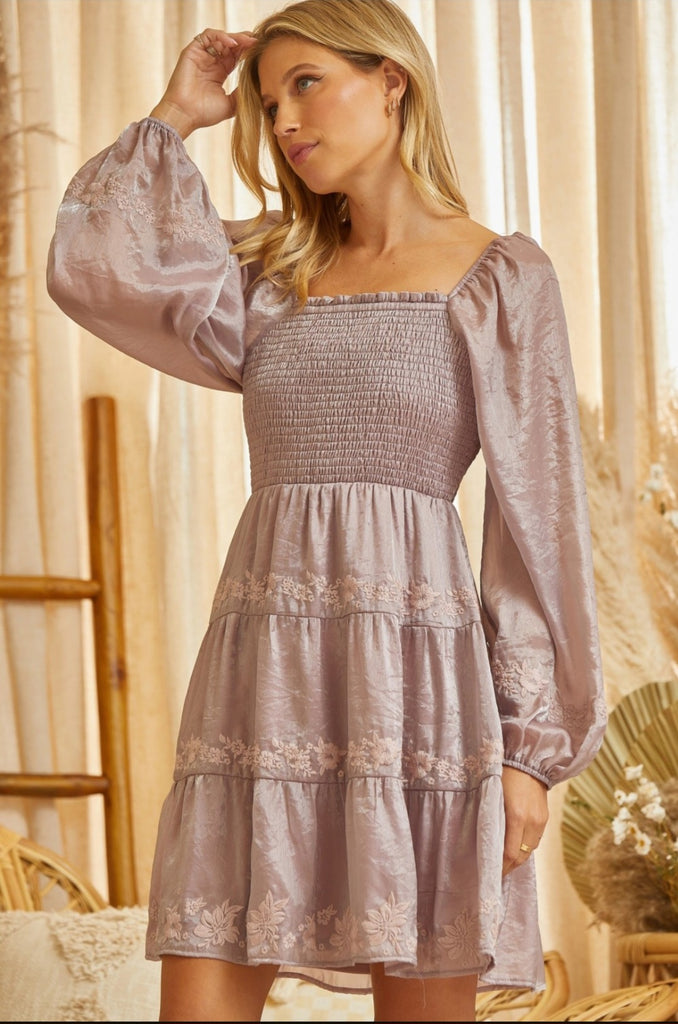 Mauve Embroidered Dress