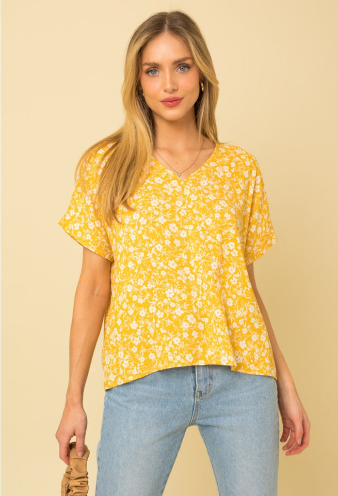 Mustard Ditsy Floral Top