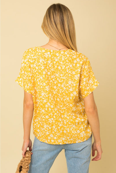 Mustard Ditsy Floral Top
