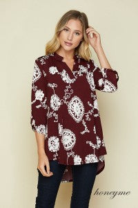 Burgundy & Ivory Print Gabby