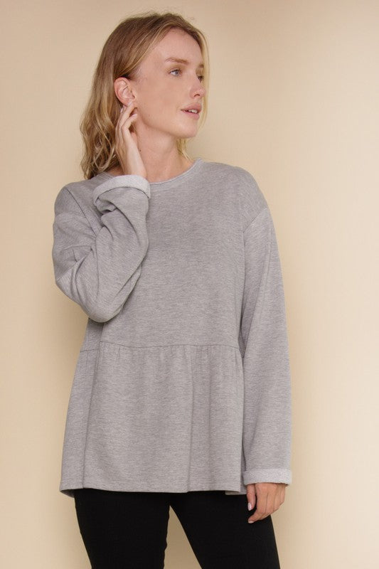 Grey peplum Sweatshirt