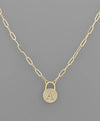 Gold Padlock Initial Necklace