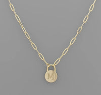 Gold Padlock Initial Necklace